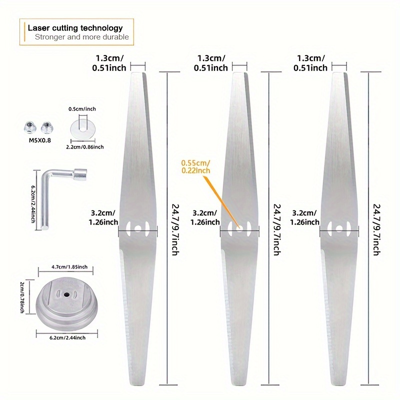 5 Inch Propeller - 3 прямых лезвия для газонокосилки длиной